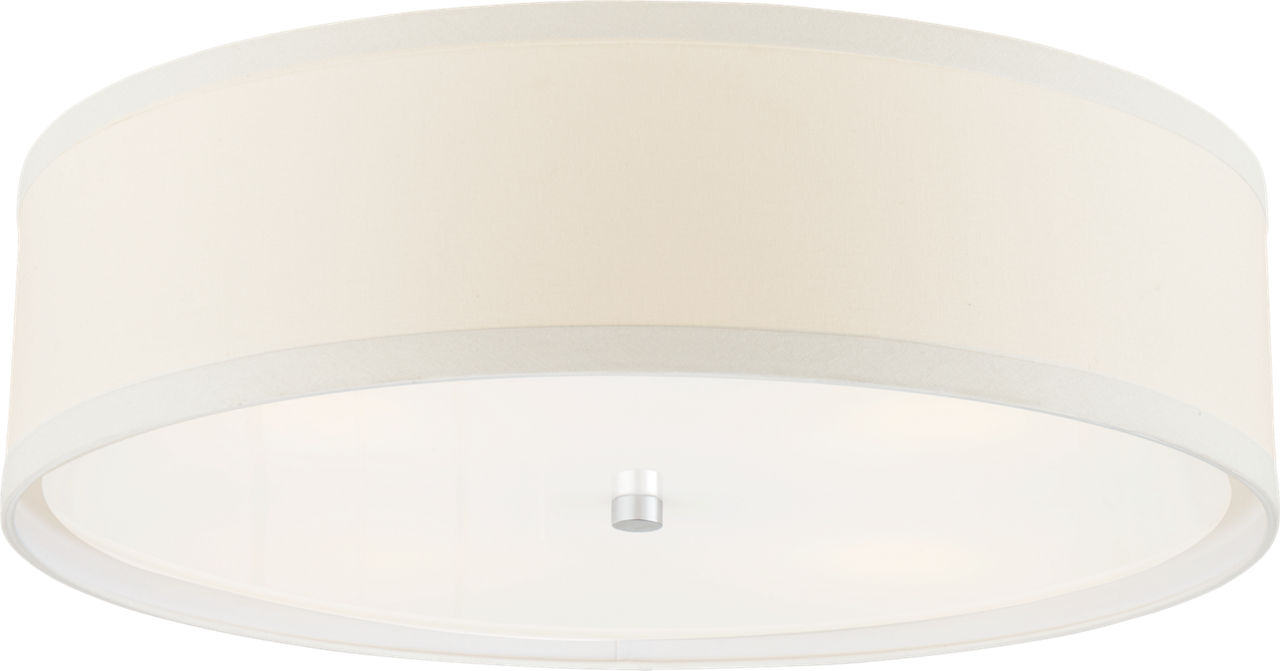 Walker Large Flush Mount in Burnished Silver Leaf with Cream Linen Shade