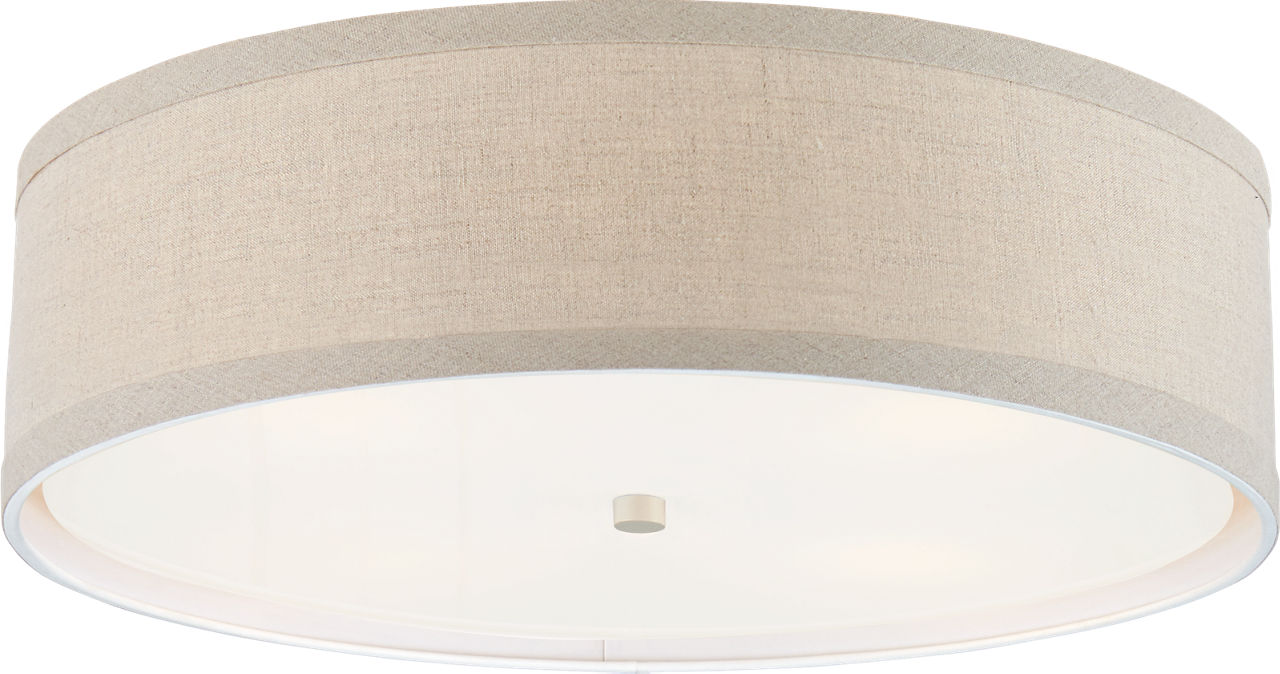 Walker Large Flush Mount in Light Cream with Natural Linen Shade