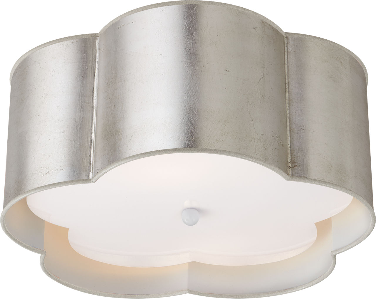 Bryce Medium Flush Mount in Burnished Silver Leaf and White with Frosted Acrylic Diffuser