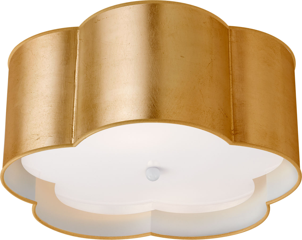 Bryce Medium Flush Mount in Gild and White with Frosted Acrylic Diffuser