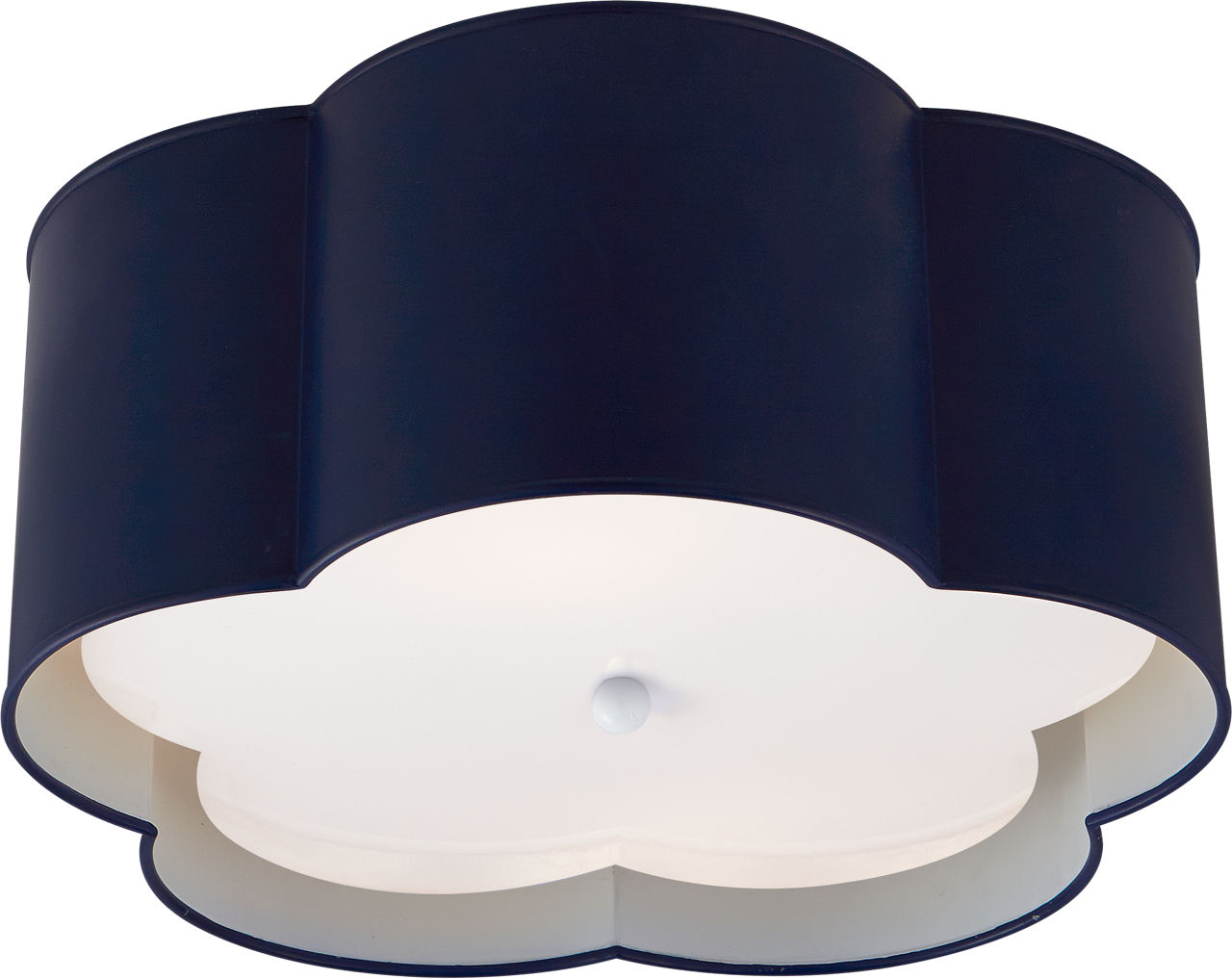 Bryce Medium Flush Mount in French Navy and White with Frosted Acrylic Diffuser