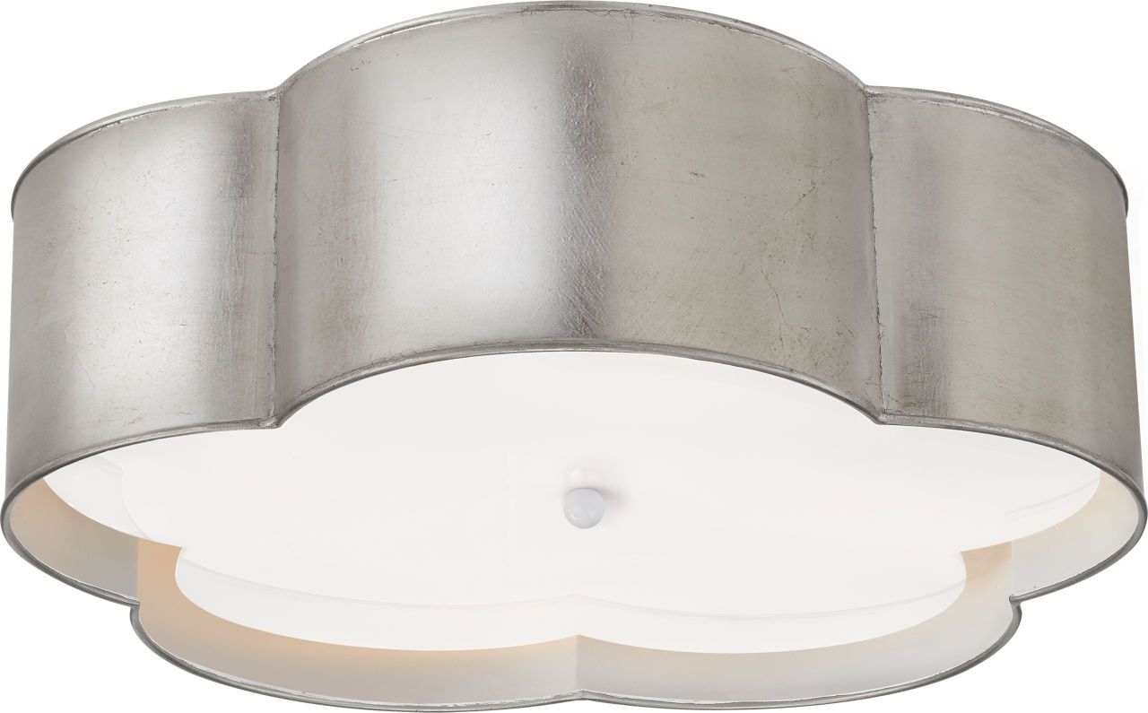Bryce Large Flower Flush Mount in Burnished Silver Leaf and White with Frosted Acrylic