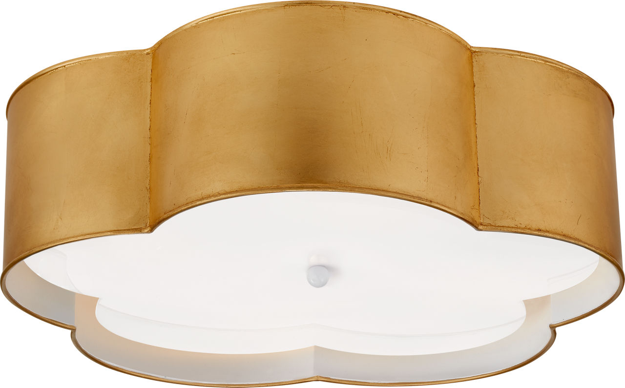 Bryce Large Flower Flush Mount in Gild and White with Frosted Acrylic