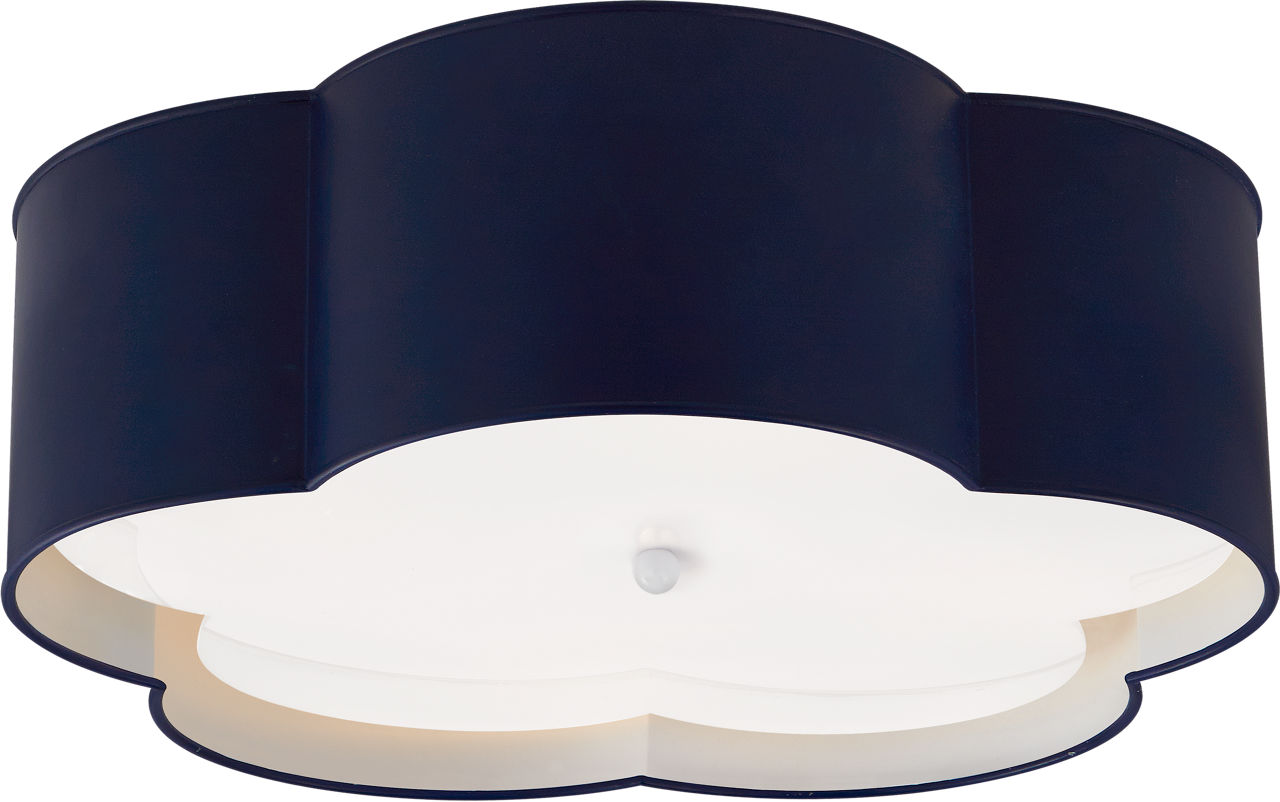 Bryce Large Flower Flush Mount in French Navy and White with Frosted Acrylic