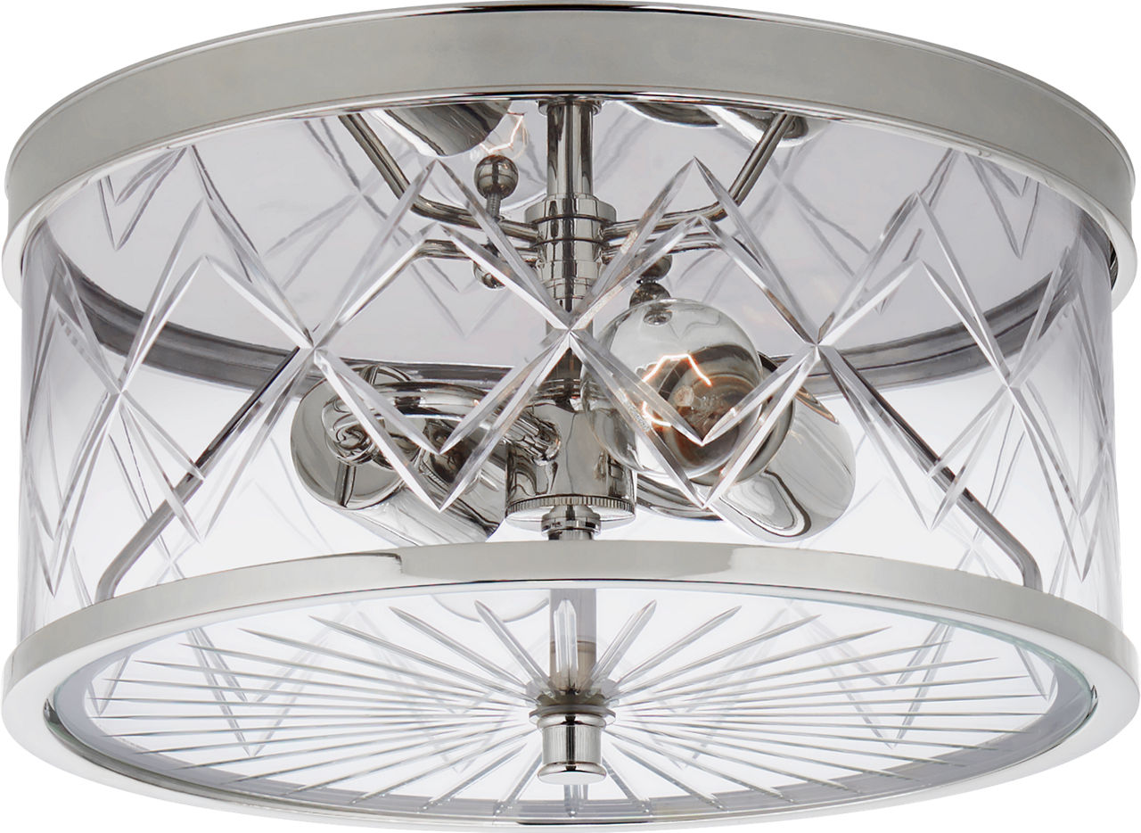 Darcy Small Flush Mount in Polished Nickel with Crystal
