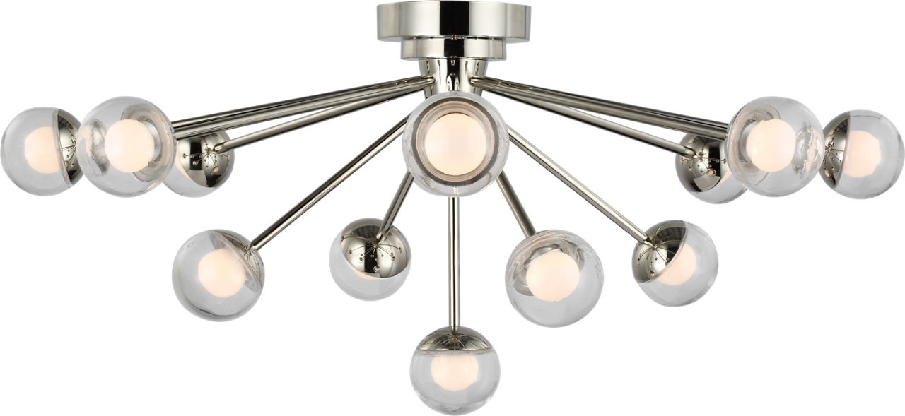 Alloway 30" Flush Mount in Polished Nickel with Clear Glass