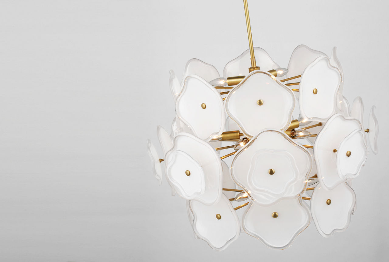 セーブル丸形ディッシュ☆白磁金彩☆24K金彩小花紋様☆仏ヴィンテージ未使用 Leighton Large Barrel Chandelier - KS5067 | Visual Comfort