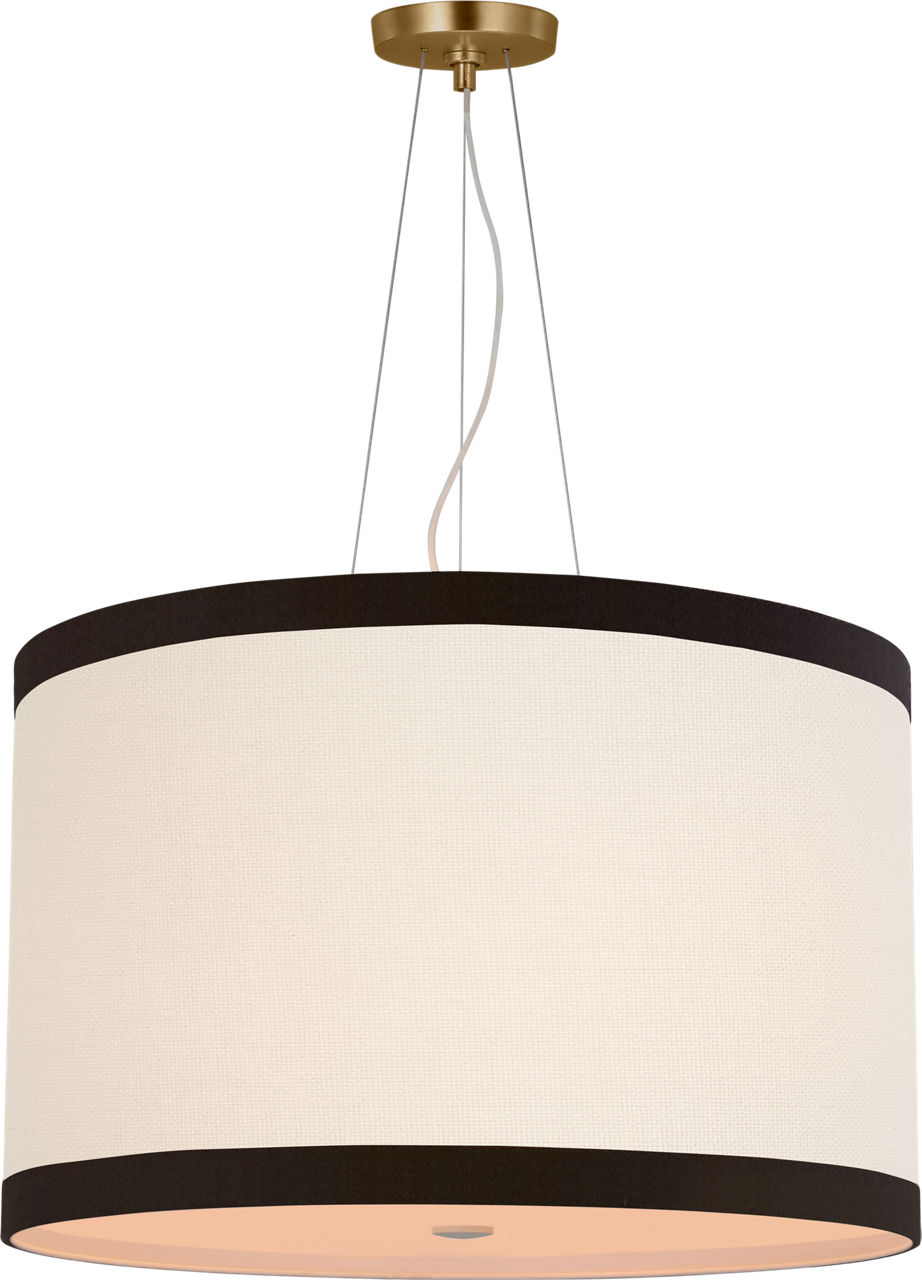 Walker Medium Hanging Shade in Gild with Cream Linen Shade with Black Linen Trim