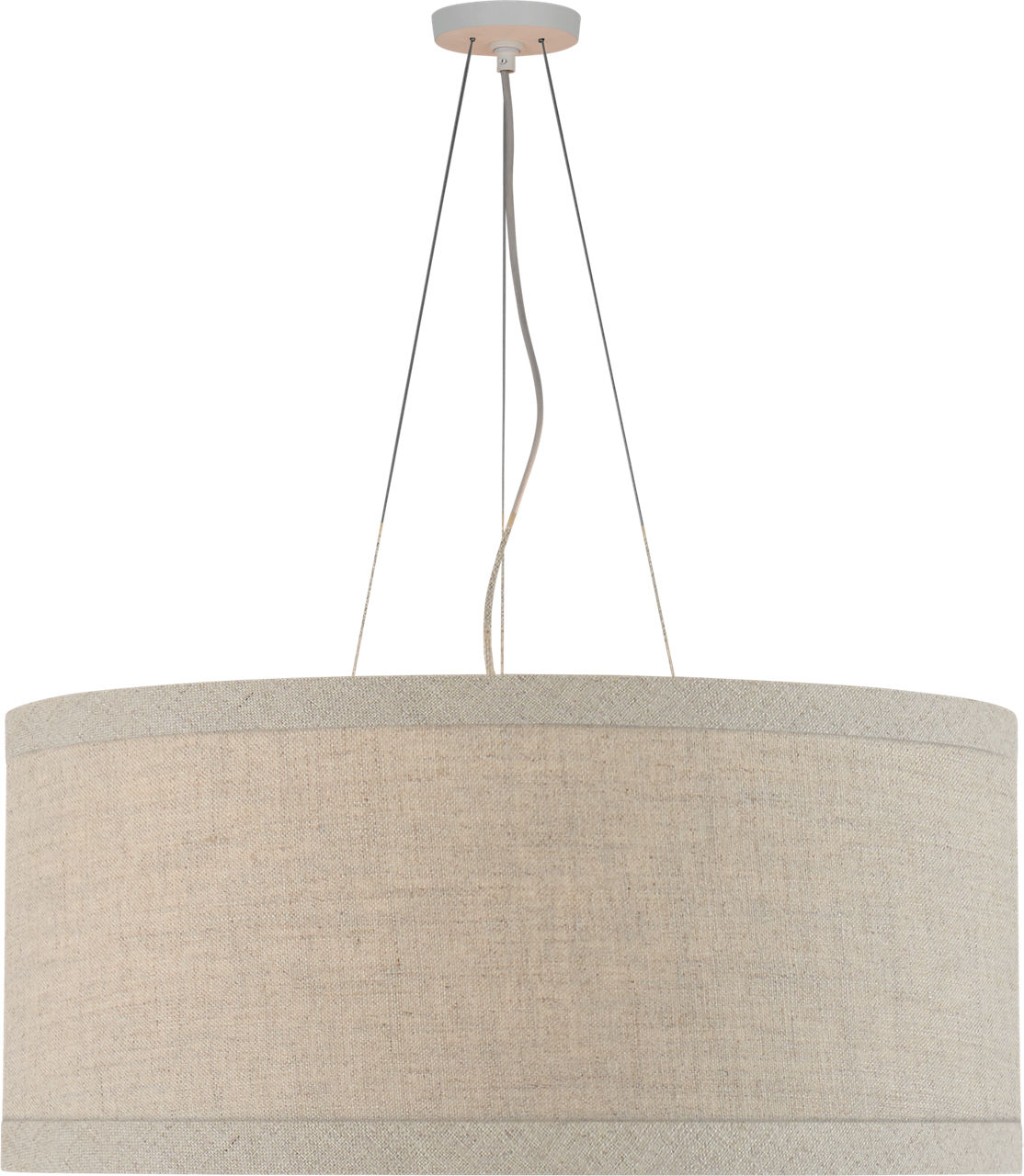Walker Large Hanging Shade in Light Cream with Natural Linen Shade