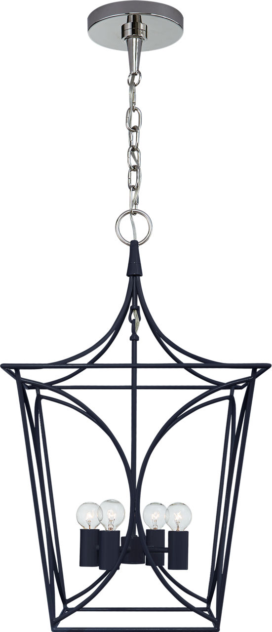 Cavanagh Small Lantern in French Navy and Polished Nickel