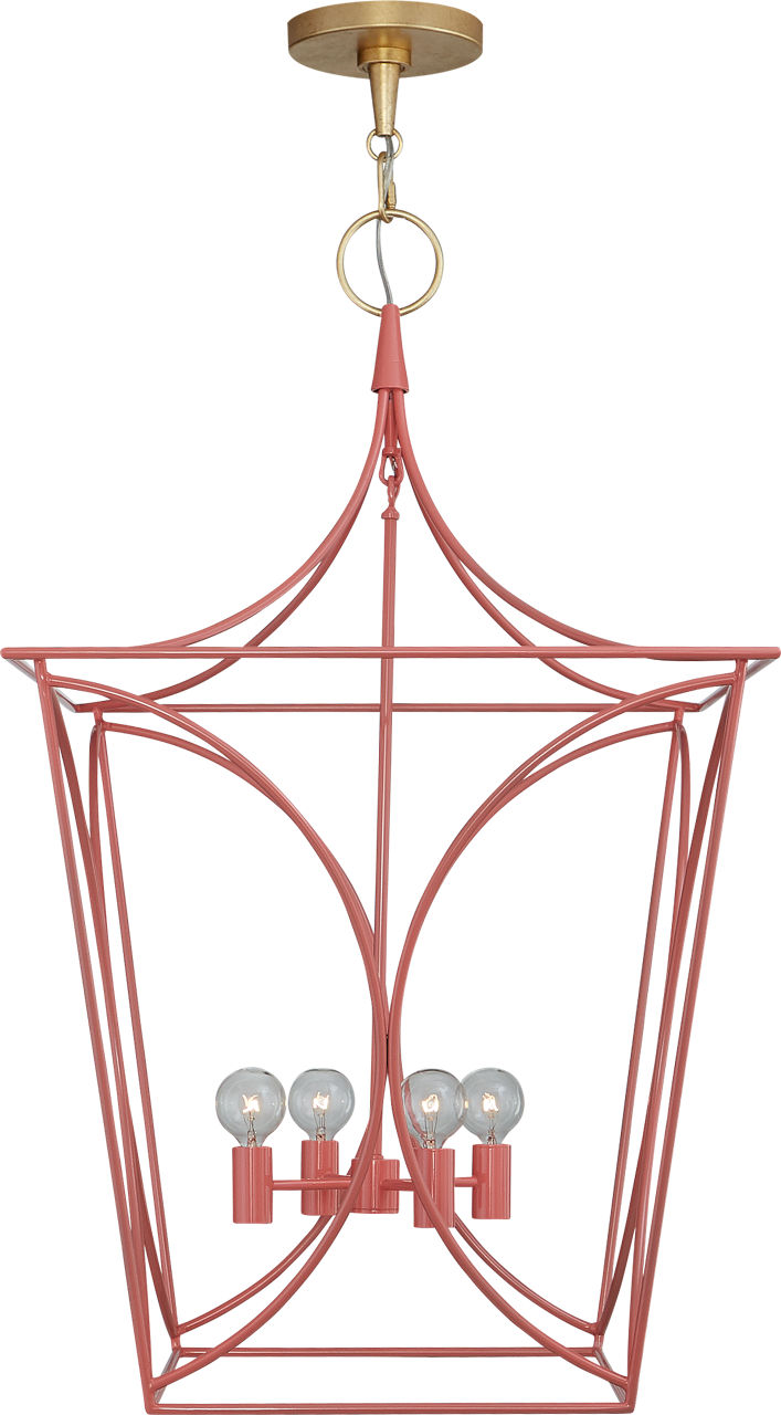 Cavanagh Medium Lantern in Coral and Gild