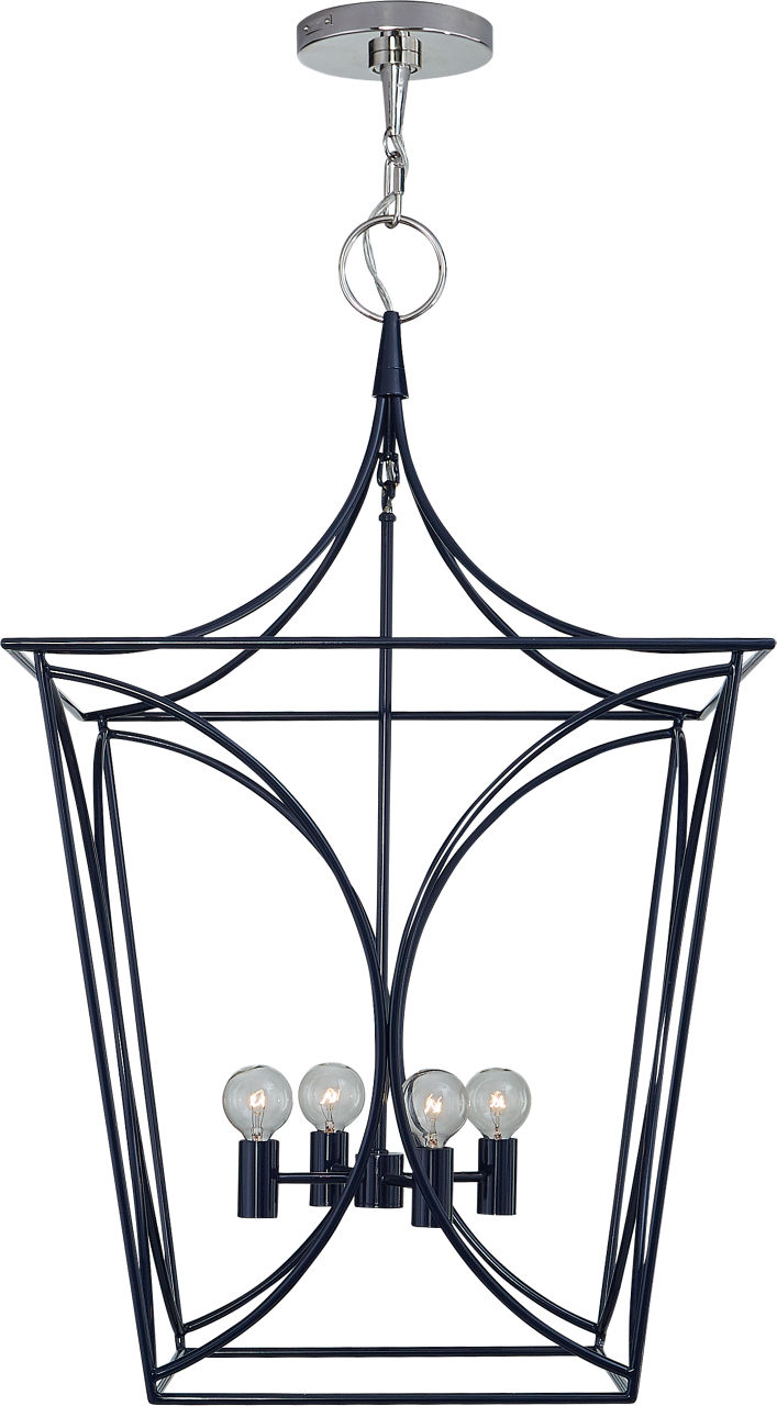 Cavanagh Medium Lantern in French Navy and Polished Nickel