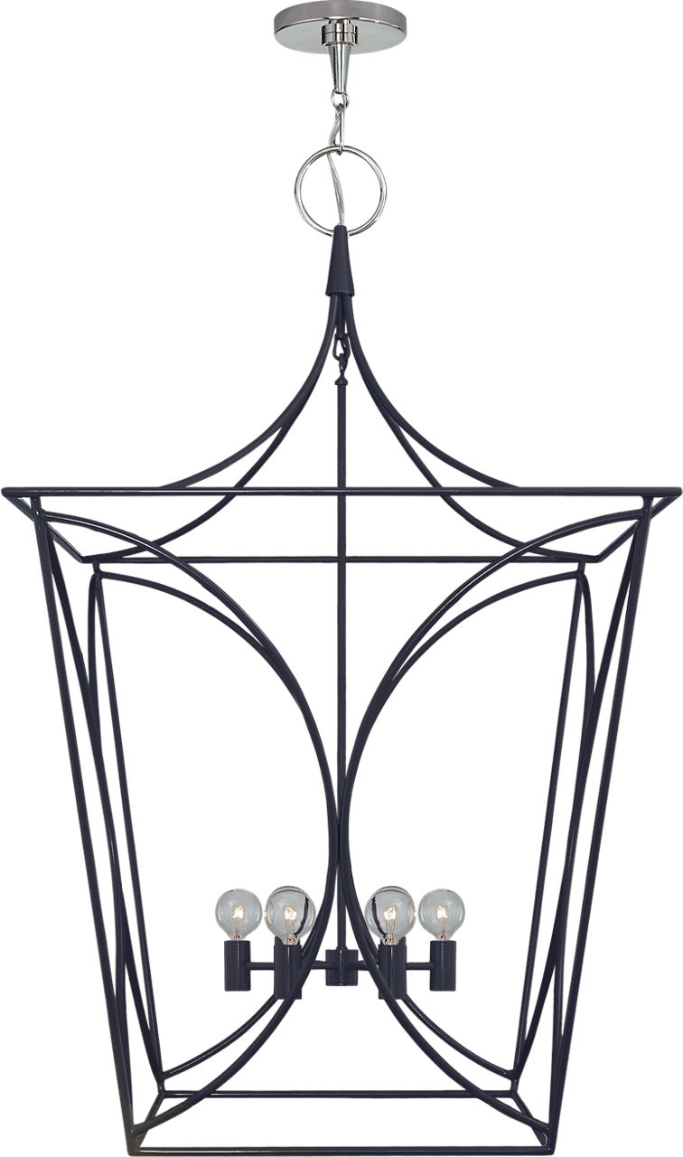 Cavanagh Large Lantern in French Navy and Polished Nickel