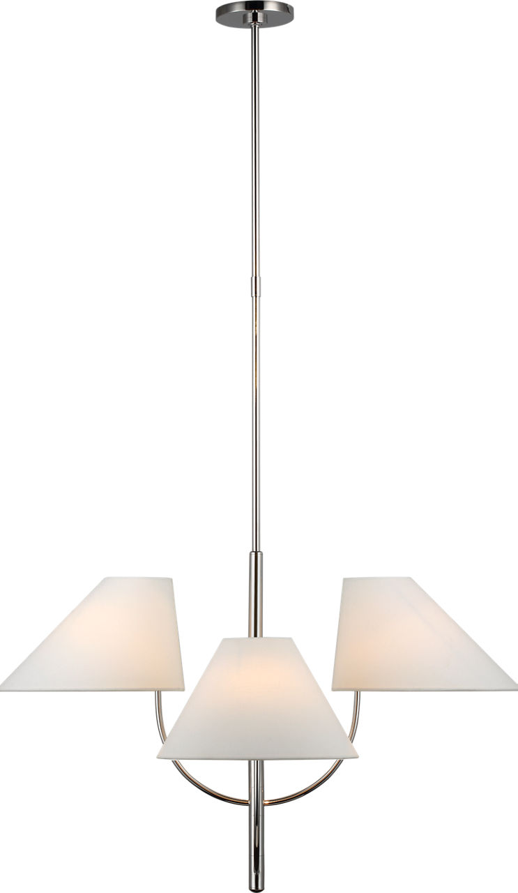 Kinsley Large One-Tier Chandelier in Polished Nickel with Linen Shades