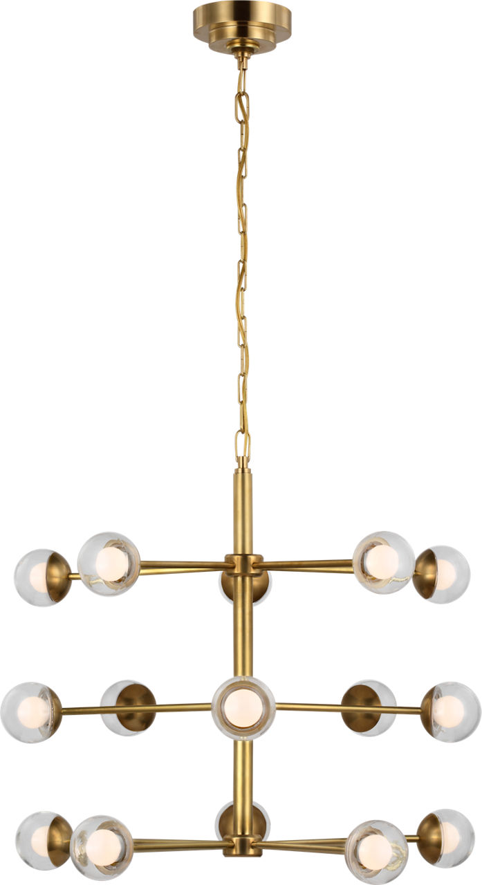Alloway Small Barrel Chandelier in Soft Brass with Clear Glass