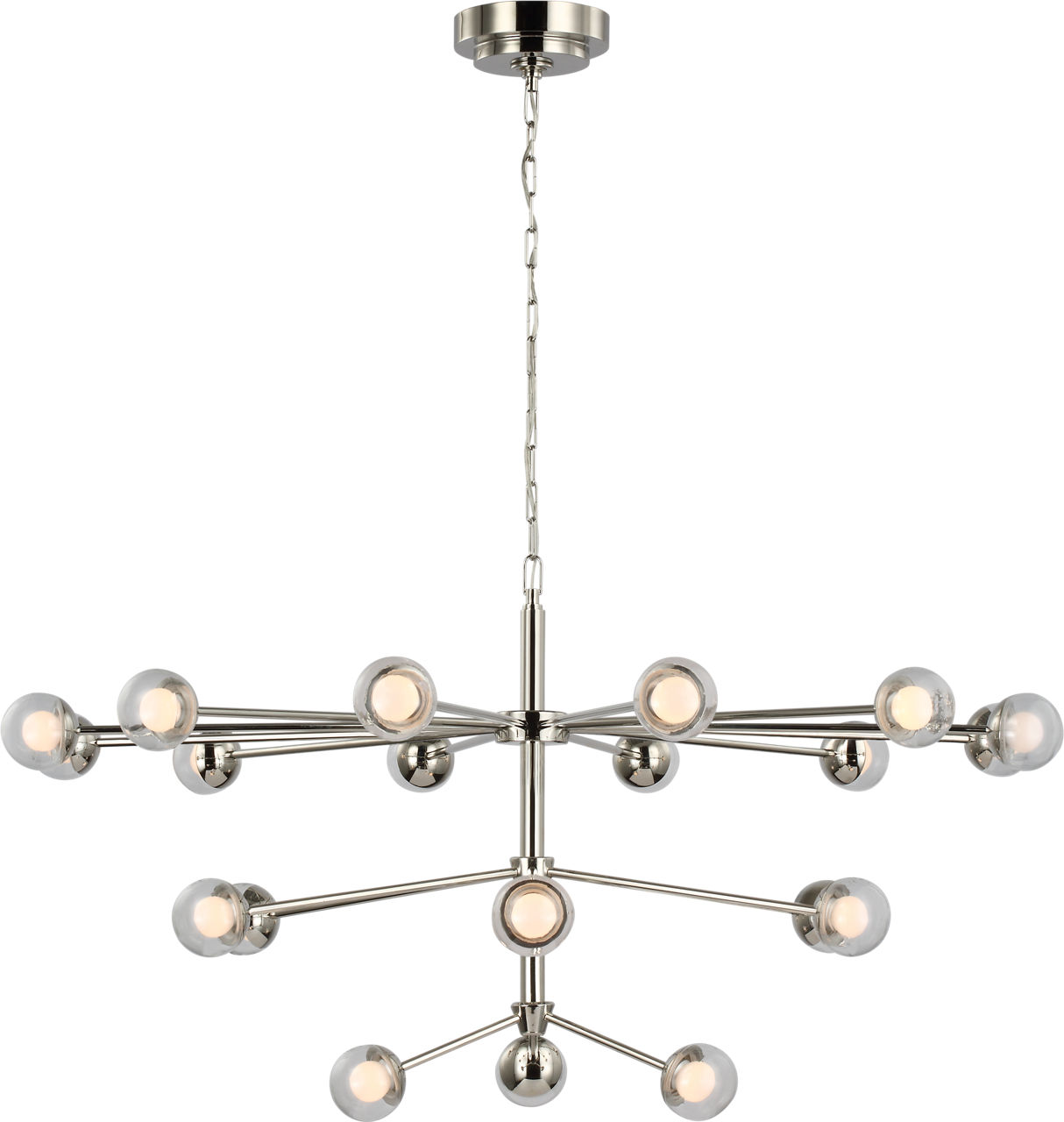 Alloway Large Chandelier in Polished Nickel with Clear Glass