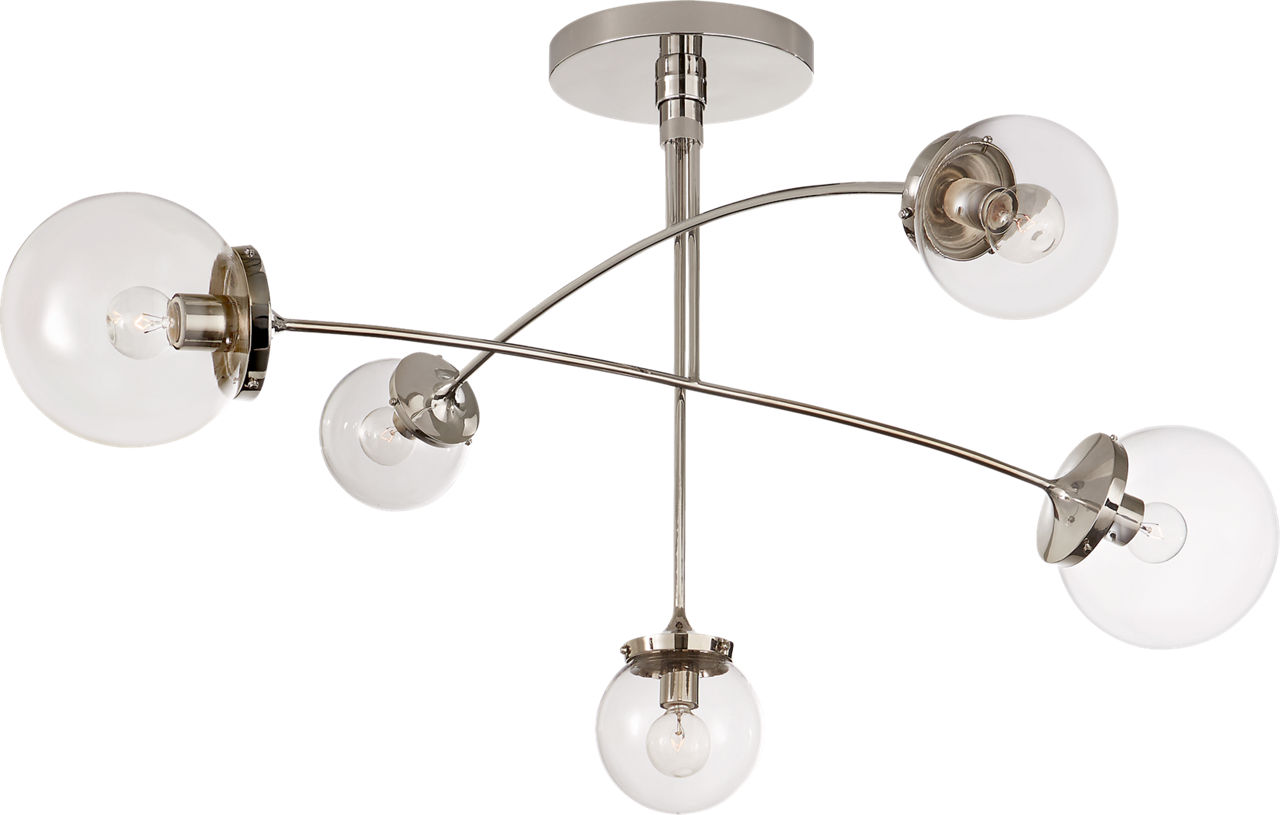Prescott Medium Mobile Chandelier in Polished Nickel with Clear Glass