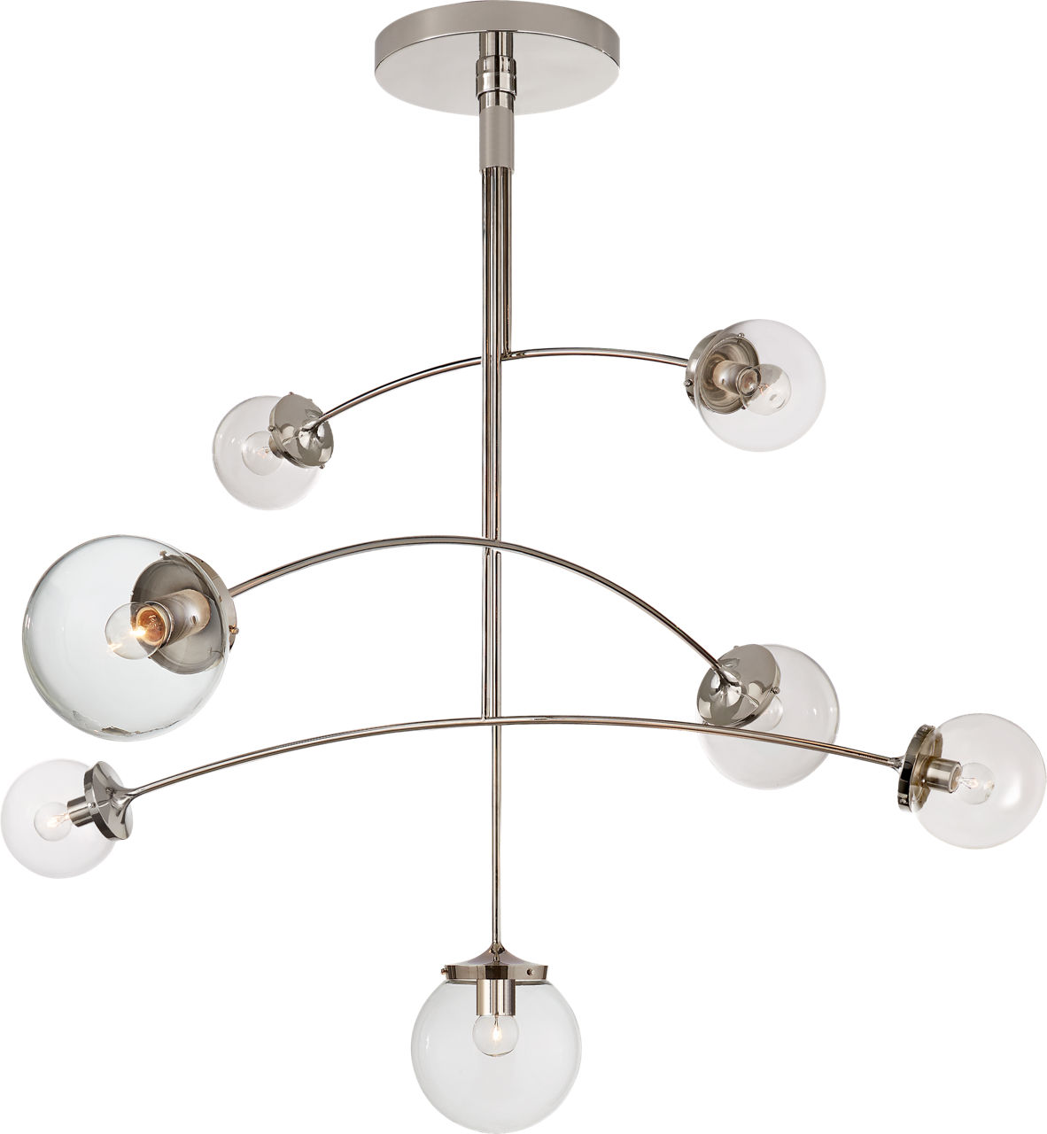 Prescott Large Mobile Chandelier in Polished Nickel with Clear Glass