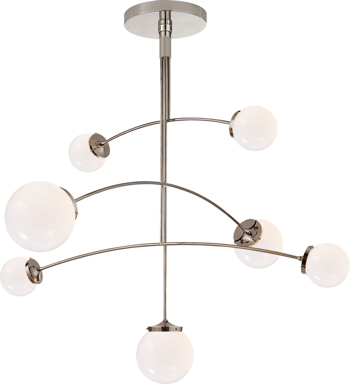 Prescott Large Mobile Chandelier in Polished Nickel with White Glass