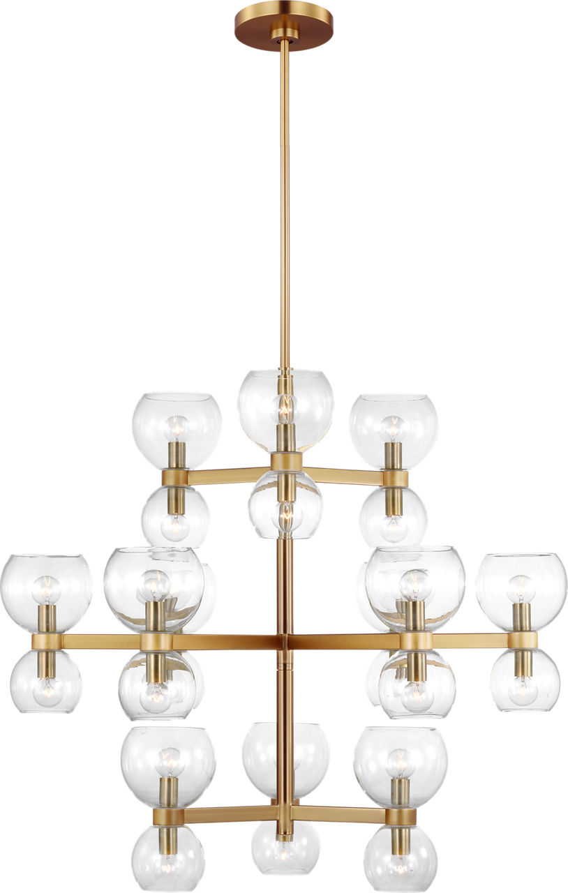 Londyn Large Chandelier Burnished Brass with Clear Glass