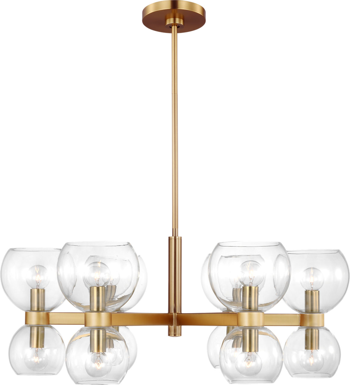 Londyn Small Chandelier Burnished Brass with Clear Glass