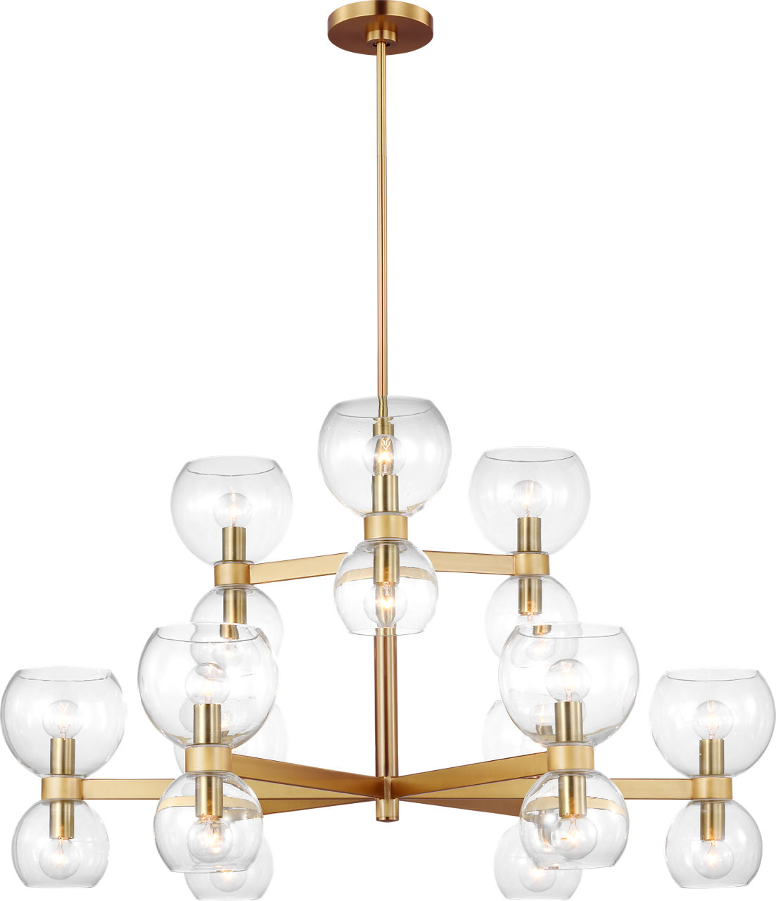 Londyn Medium Chandelier Burnished Brass with Clear Glass