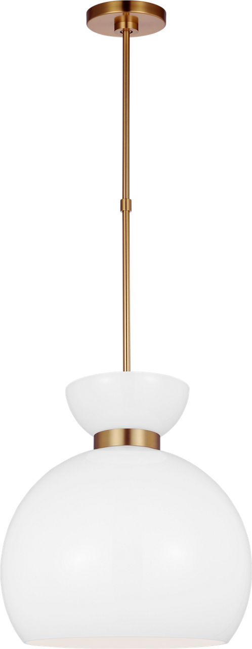 Londyn Round Pendant Burnished Brass with Milk White Glass