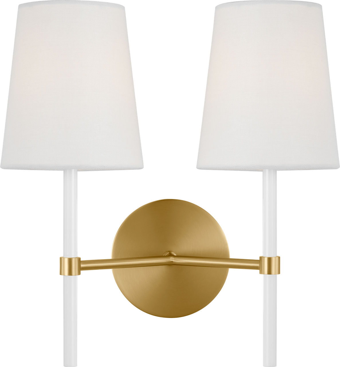 Monroe Double Sconce in Burnished Brass and Glossy White