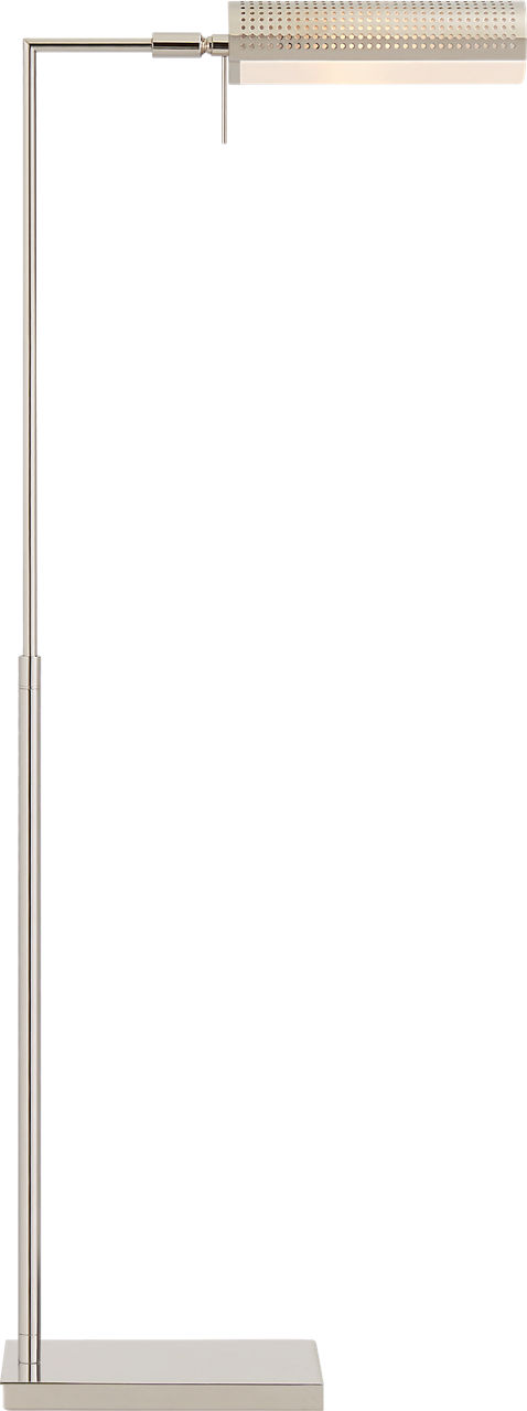Precision Pharmacy Floor Lamp in Polished Nickel with White Glass