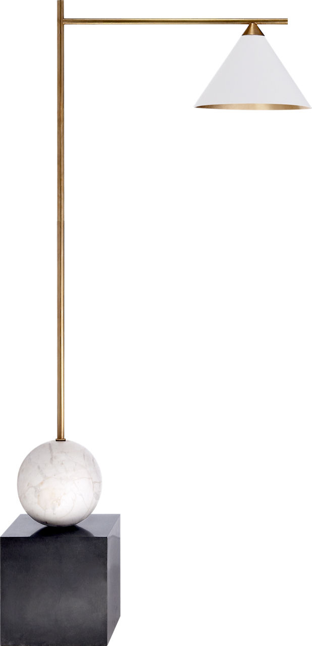 Cleo Floor Lamp in Bronze and Antique-Burnished Brass with Antique White Shade