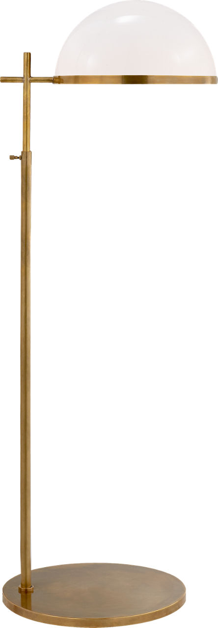 Dulcet Medium Pharmacy Floor Lamp in Antique-Burnished Brass with White Glass