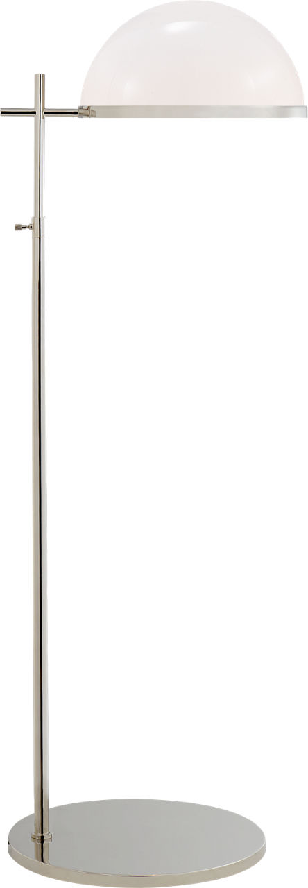 Dulcet Medium Pharmacy Floor Lamp in Polished Nickel with White Glass