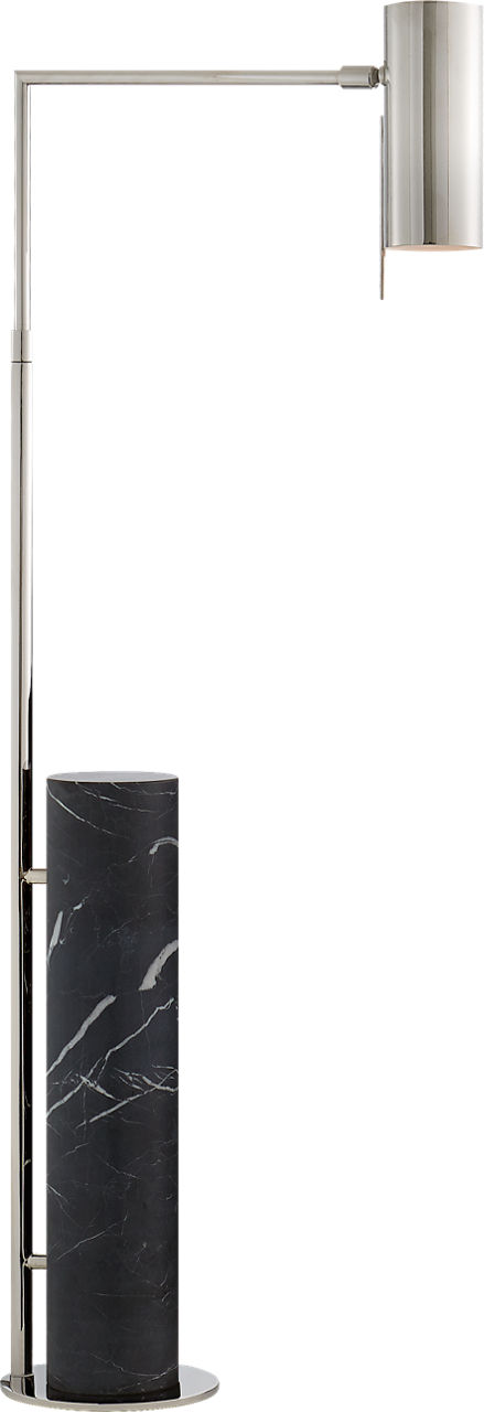 Alma Floor Lamp in Polished Nickel and Black Marble