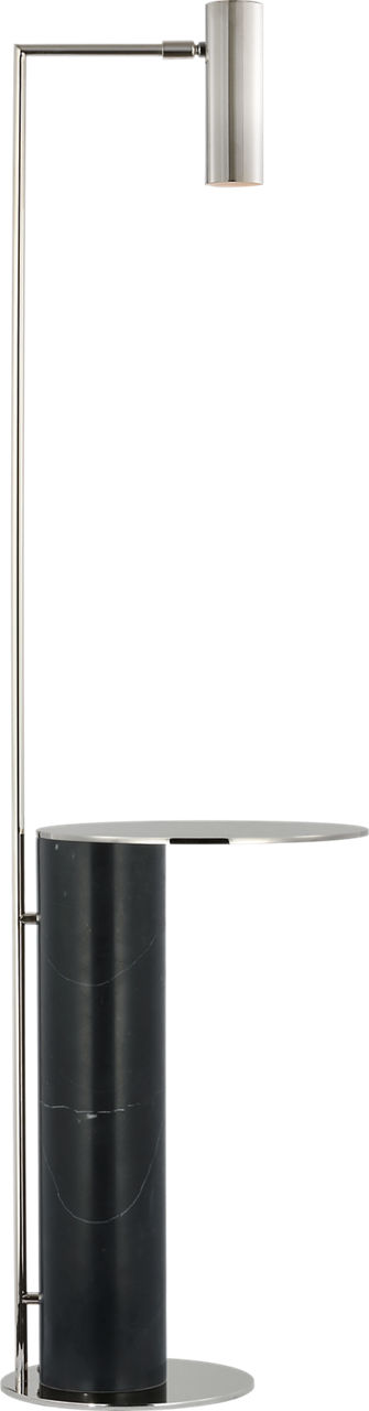 Alma Tray Table Floor Lamp in Polished Nickel and Black Marble