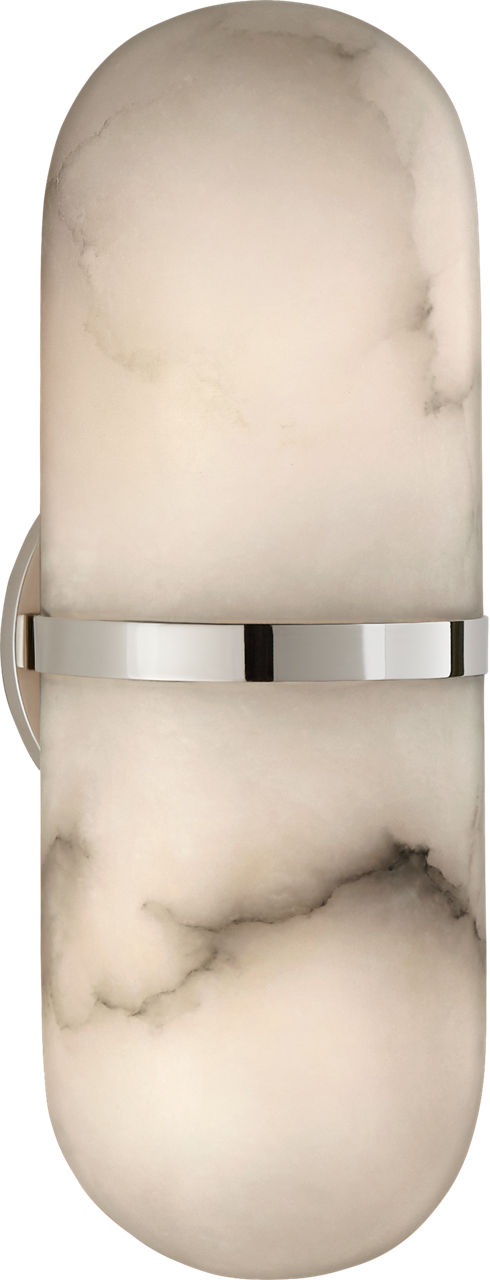 Melange Pill Form Sconce in Polished Nickel with Alabaster