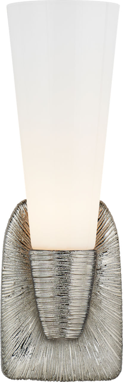 Utopia Small Single Bath Sconce in Polished Nickel with White Glass