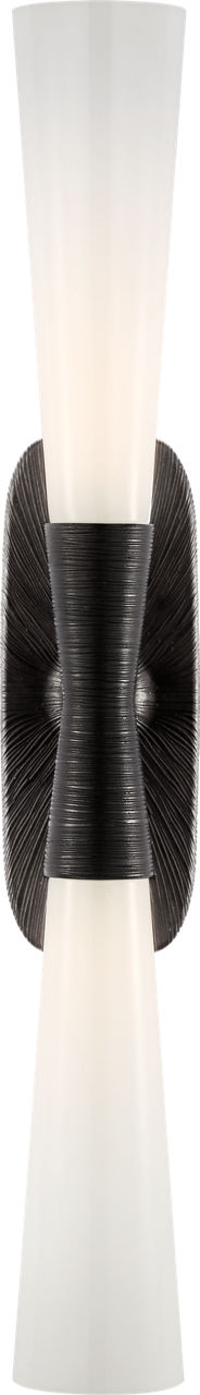 Utopia 32" Double Bath Sconce in Aged Iron with White Glass