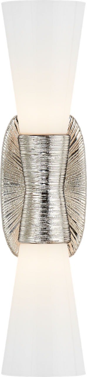 Utopia Small Double Bath Sconce in Polished Nickel with White Glass