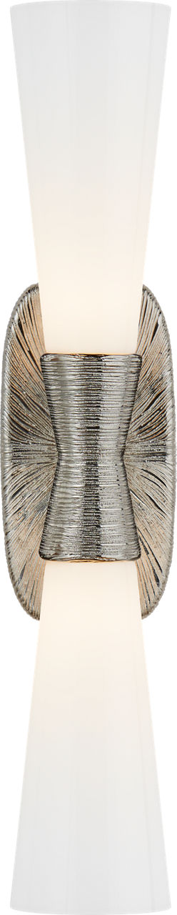 Utopia Large Double Bath Sconce in Polished Nickel with White Glass