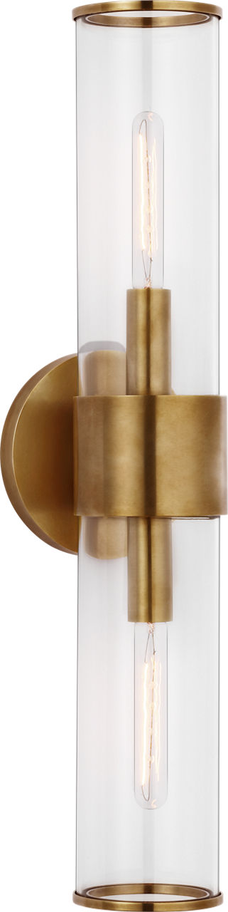 Liaison Medium Sconce in Antique-Burnished Brass with Clear Glass