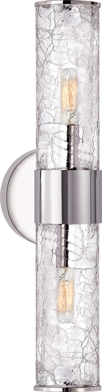 Liaison Medium Sconce in Polished Nickel with Crackle Glass