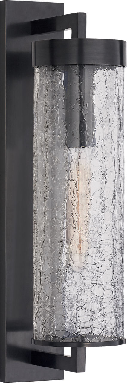 Liaison Large Bracketed Wall Sconce in Bronze with Crackle Glass