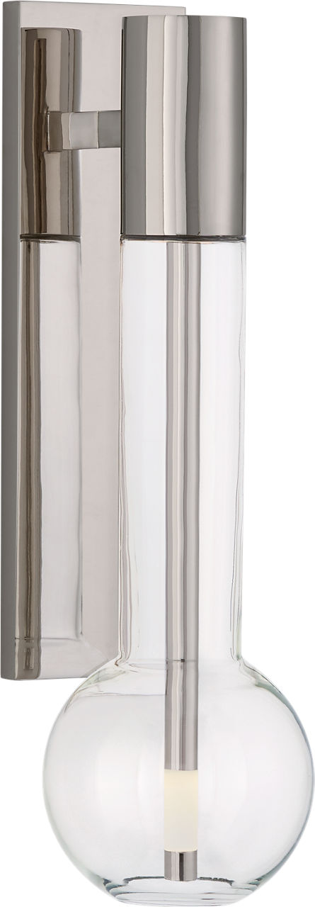 Nye Small Bracketed Sconce in Polished Nickel with Clear Glass