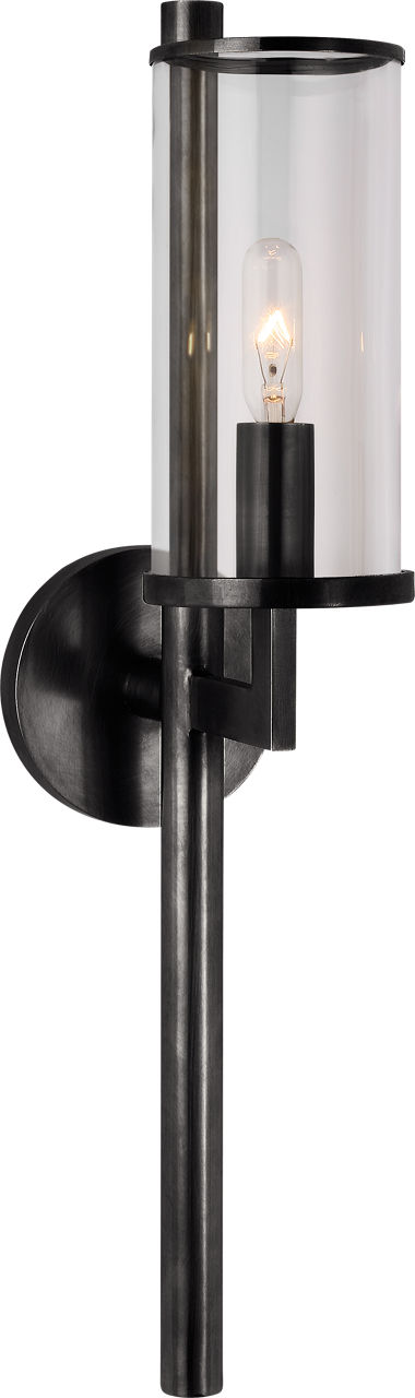 Liaison Single Sconce in Bronze with Clear Glass