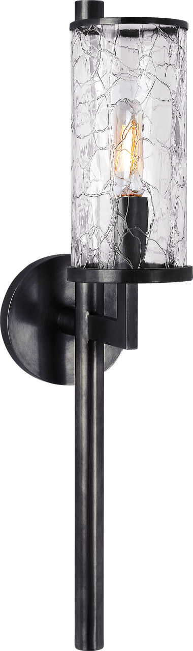 Liaison Single Sconce in Bronze with Crackle Glass