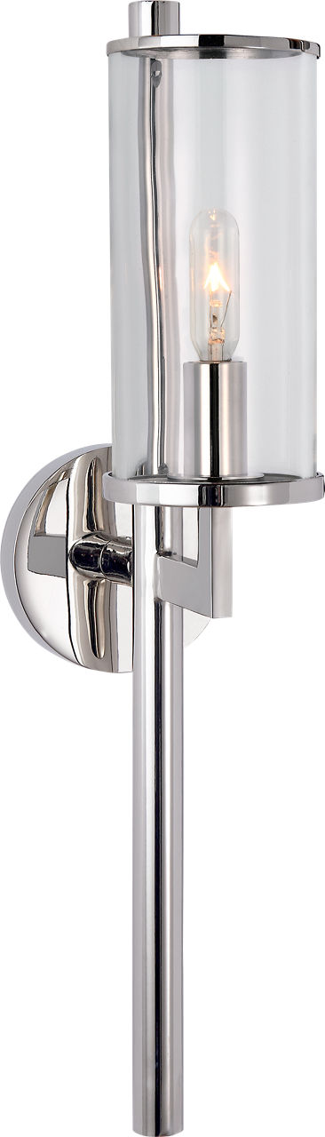 Liaison Single Sconce in Polished Nickel with Clear Glass