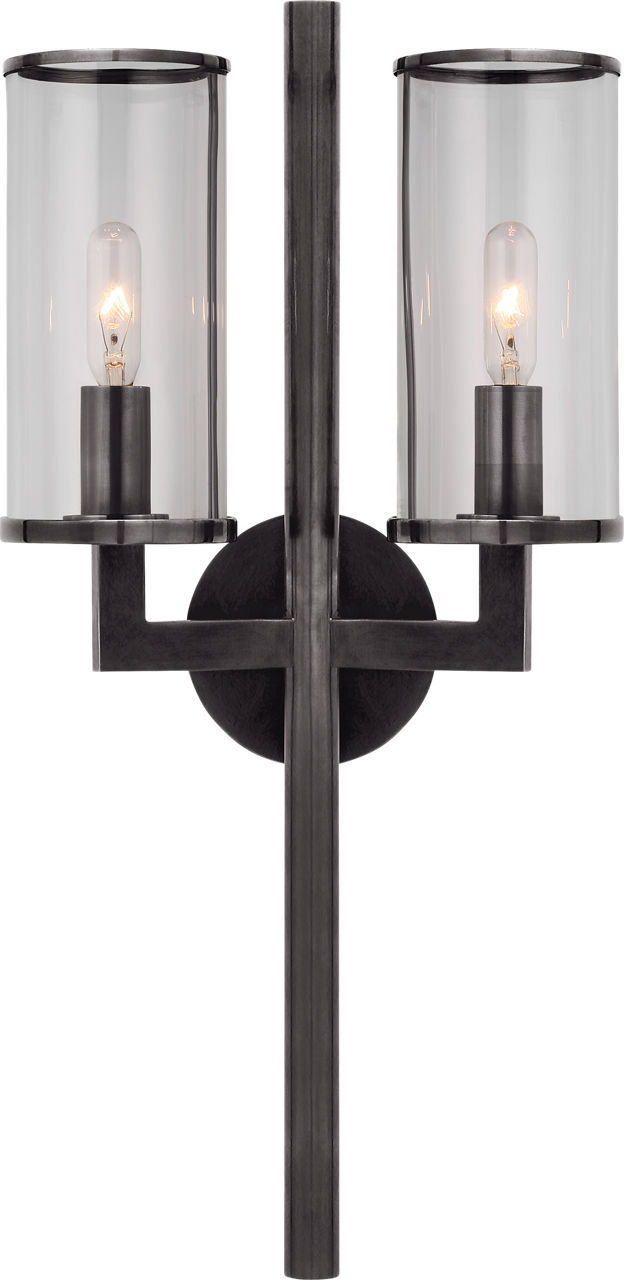 Liaison Double Sconce in Bronze with Clear Glass