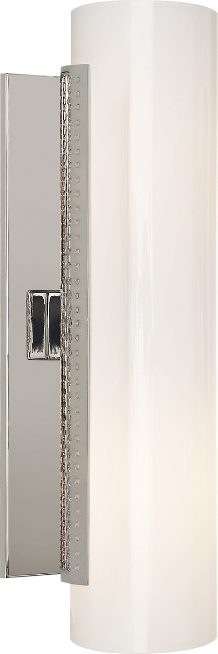 Precision Cylinder Sconce in Polished Nickel with White Glass