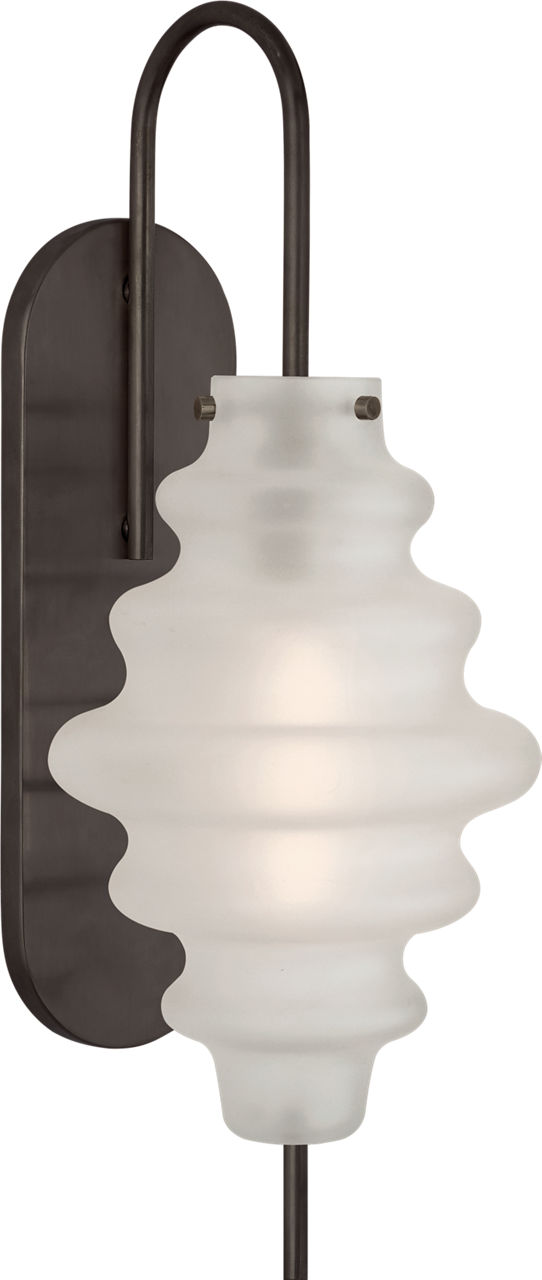 Tableau Large Sconce in Bronze with Volcanic Glass