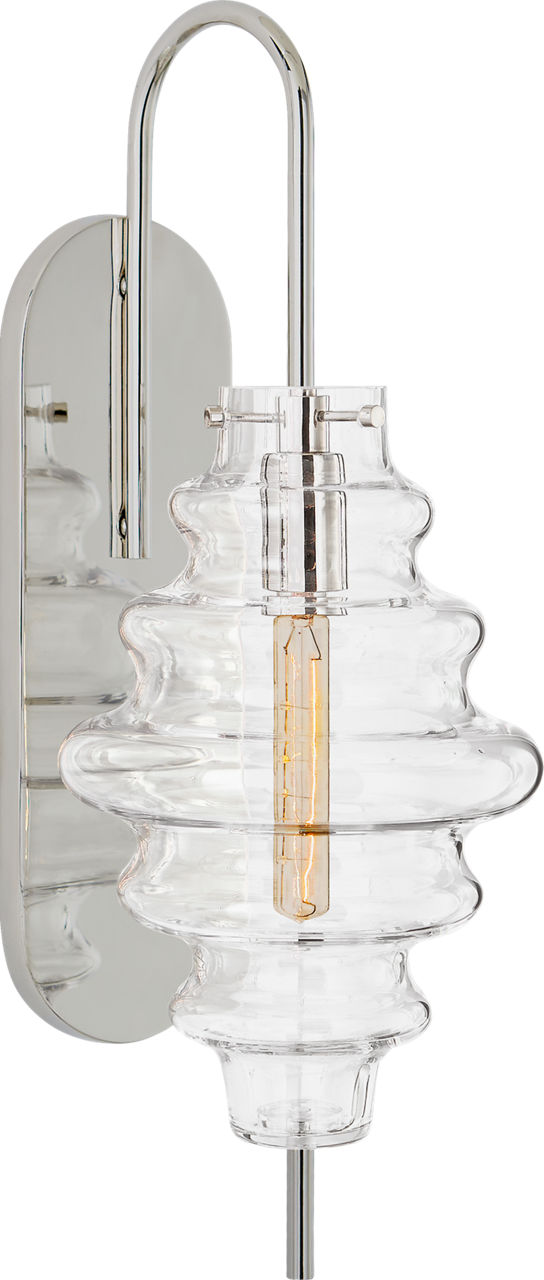 Tableau Large Sconce in Polished Nickel with Clear Glass